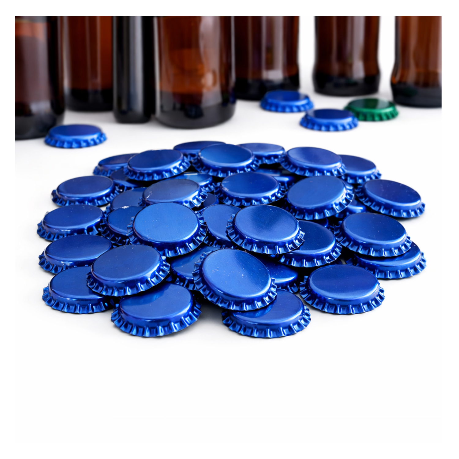 Tapa corona azul lisa 1 Chapitas azules 26mm para embotellar cerveza artesanal en botella de vidrio