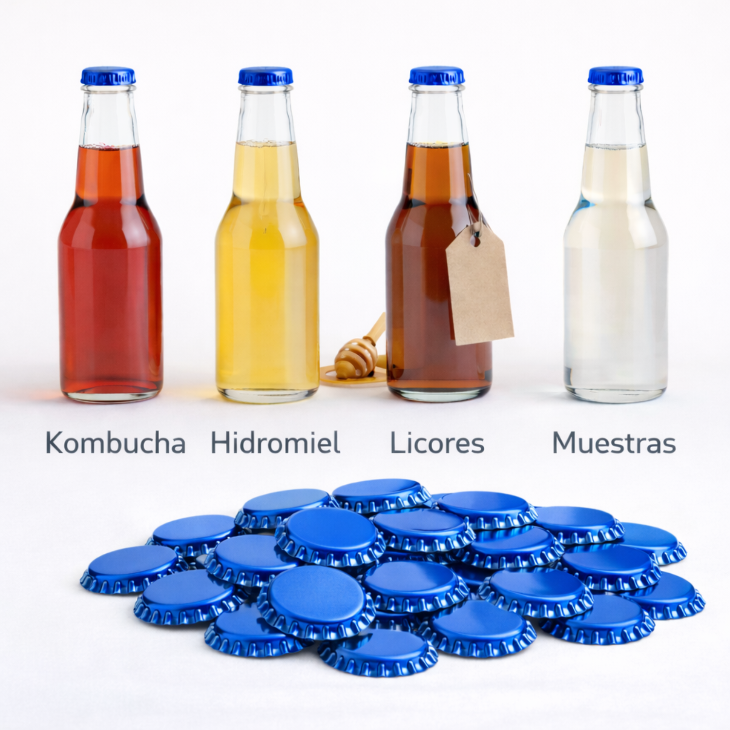 Tapa corona azul lisa apas corona azules 26 mm para botellas de cerveza artesanal