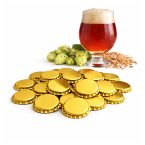 Tapa corona dorada 26 mm para botella de vidrio cierre tipo corona