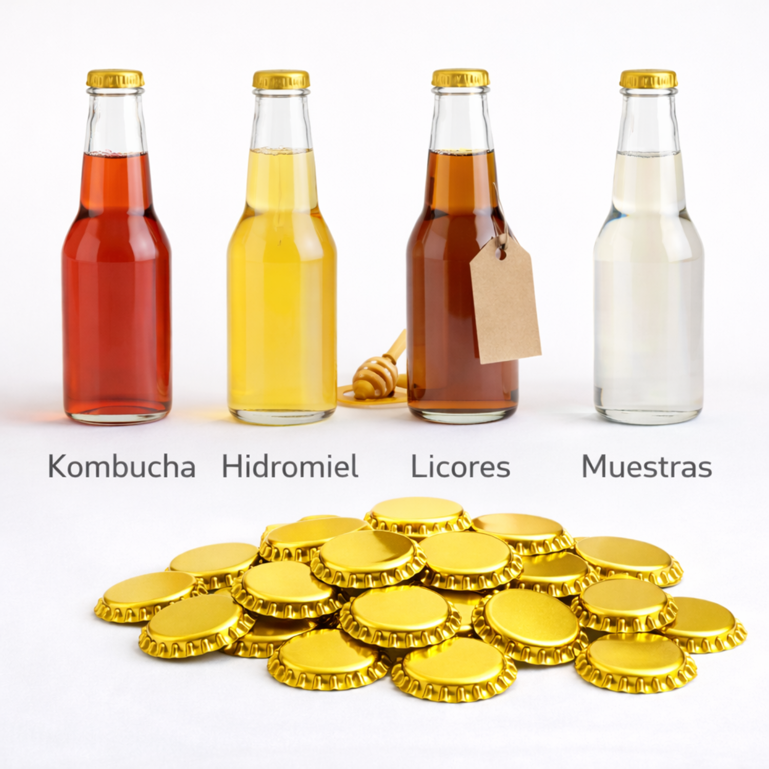 dorada 3 Tapas corona doradas para botellas 330 355 500 ml de vidrio