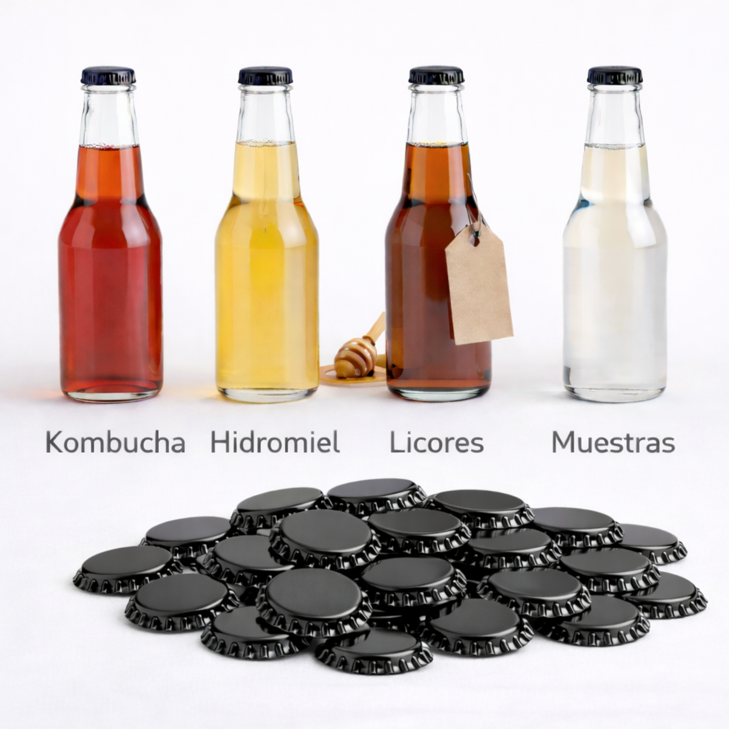 Tapa corona lisa negra 2 Tapas corona negras 26 mm para botellas de cerveza artesanal Chapitas negras 26mm para embotellar cerveza artesanal en botella de vidrio Tapa corona negra 26 mm para botella de vidrio cierre tipo corona Pack de tapas corona negras 26mm para homebrew y cervecería artesanal Tapas corona negras vista superior detalle de cierre y terminación Tapas corona negras detalle interior y sellado para botella de vidrio Tapas para botella tipo corona color negro 26mm para embotellado Chapitas negras para botellas de cerveza compatibles con tapas corona 26 mm Tapas corona negras para botellas 330 355 500 ml de vidrio Tapas corona negras para cerveza artesanal pack para embotellar