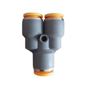 Racor bifurcador en Y con conexión rápida push-in para mangueras de 8mm y 10mm usado en choperas y sistemas de cerveza artesanal
