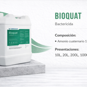 Desinfectante bactericida Bioquat con amonio cuaternario para sanitización en industria alimenticia y comercios 20lt