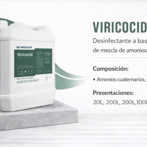 Desinfectante industrial Viricocid virucida bactericida fungicida para sanitización en procesos críticos 20lt