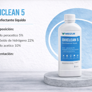 Desinfectante industrial Oxiclean 5 con ácido peracético para sanitización en industria alimenticia y sistemas CIP lt