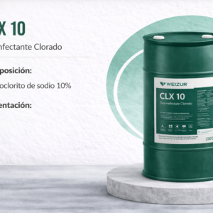 Desinfectante clorado industrial CLX 10 con hipoclorito de sodio para sanitización de superficies y equipos 200lt