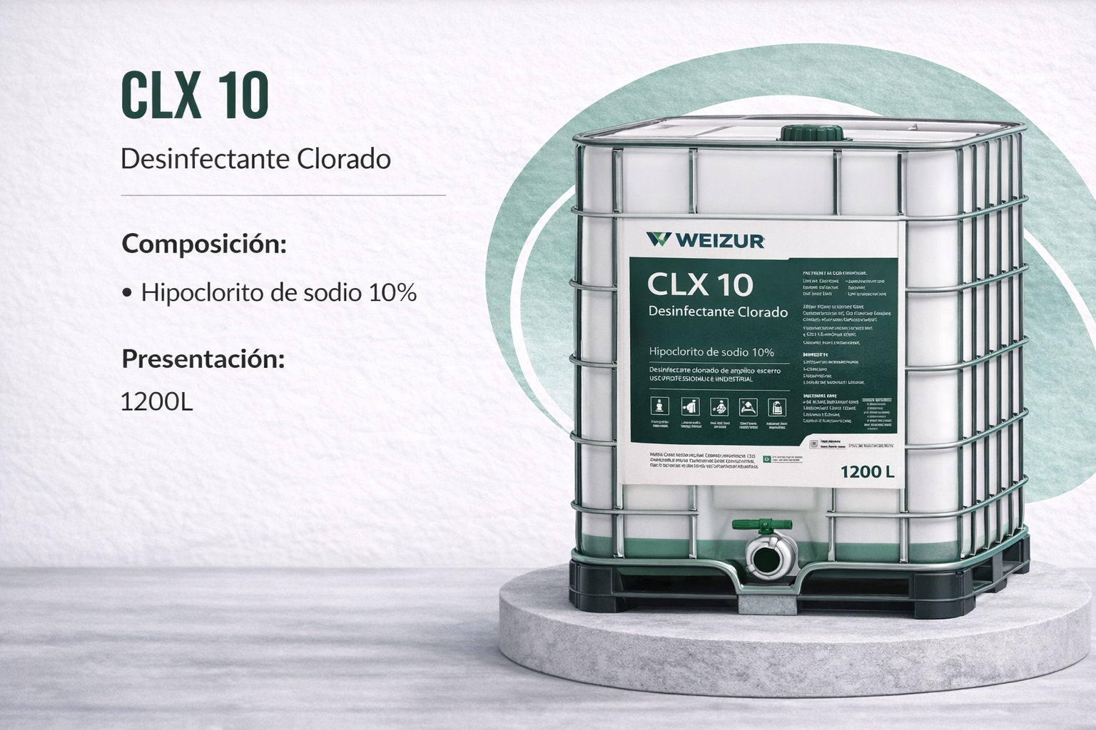 CLX 10 desinfectante clorado industrial 1200lt Desinfectante clorado industrial CLX 10 con hipoclorito de sodio para sanitización de superficies y equipos 1200lt