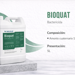 Desinfectante bactericida Bioquat con amonio cuaternario para sanitización en industria alimenticia y comercios 5lt