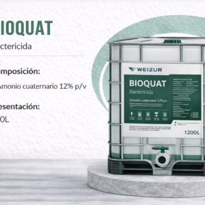 Desinfectante bactericida Bioquat con amonio cuaternario para sanitización en industria alimenticia y comercios 1200lt