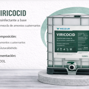 Desinfectante industrial Viricocid virucida bactericida fungicida para sanitización en procesos críticos 1200lt