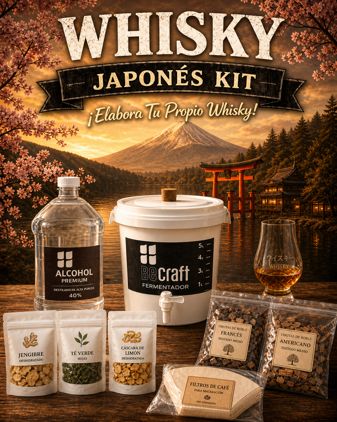 Kit Whisky Japonés Artesanal Insumos Para Elaborar Whisky Estilo Japonés En Casa