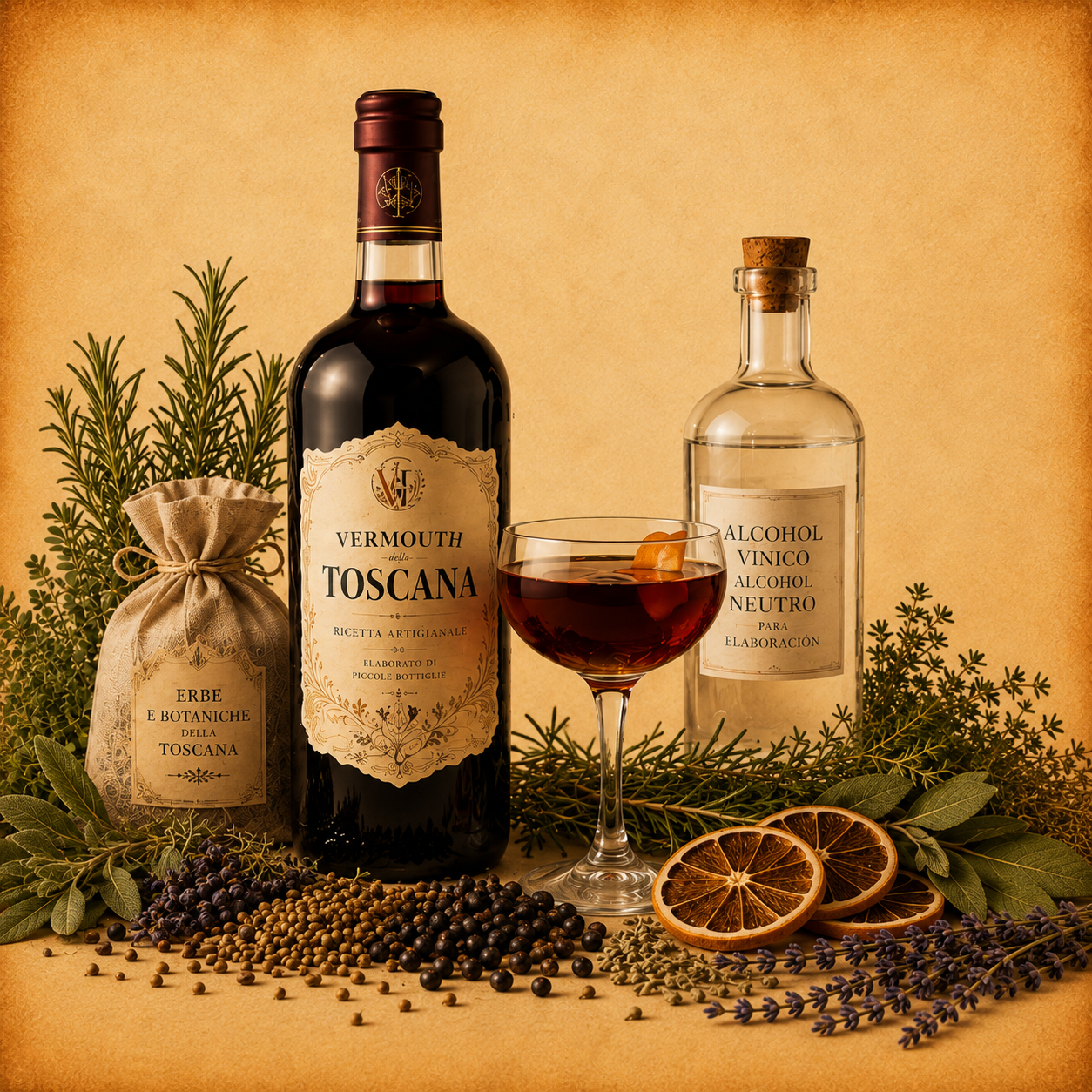 Kit de botánicos para preparar Vermouth Toscana Kit de insumos botánicos para preparar Vermouth Toscana artesanal de Veta x Talleres de Arte y Vino